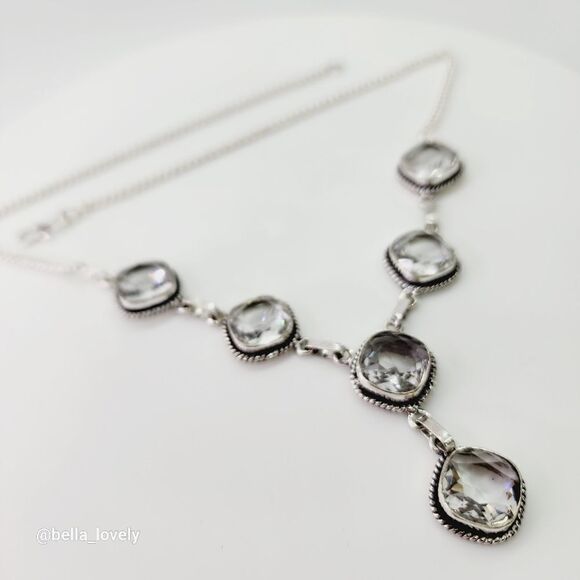 Dazzling! White Topaz Gemstone Ethnic Handmade Necklace Jewelry Gift